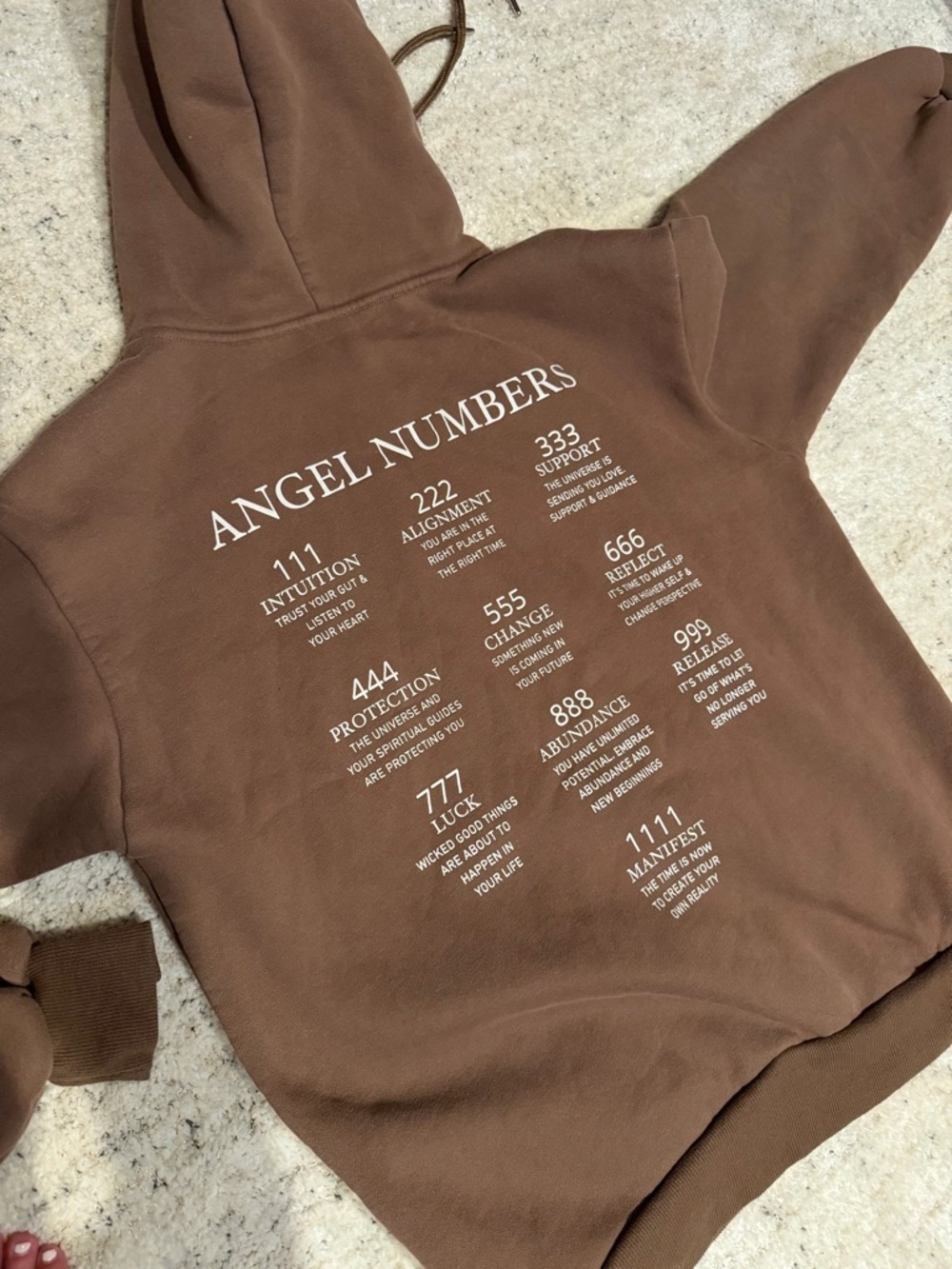 Angel Numbers Graphic Hoodie - Brown